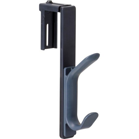 Oic Coat Hook, 2-Hook, Over Panel, 4-7/10"Wx1-3/10"Dx8"H, Black OIC22005